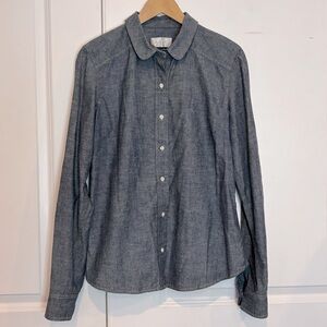 A.L.C. Blue Cotton Chambray Button Front Shirt 10